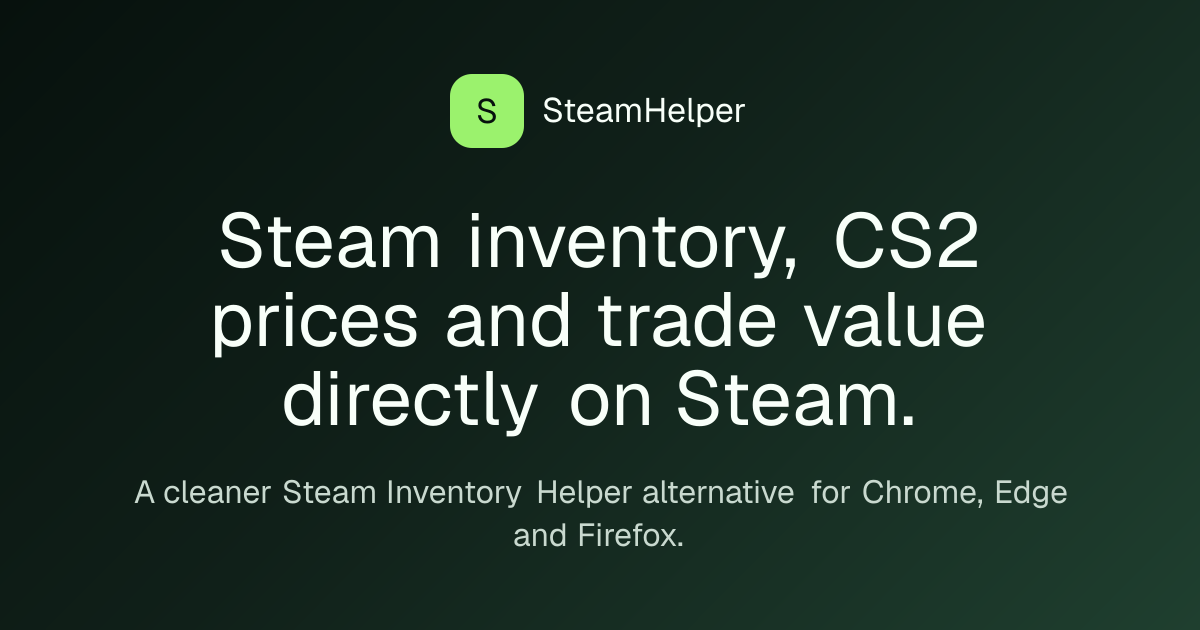 SteamHelper: Inventory, Prices & Trades for CS2 & More